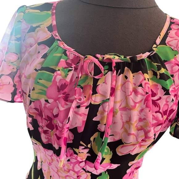 Lennie NY Vintage Pink Floral Bias Cut Dress Size 8 - Picture 8 of 8